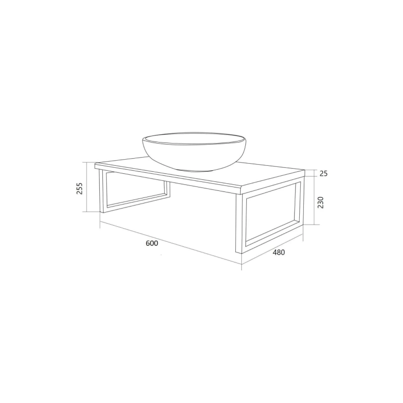 Столешница GRUNGE LOFT 60 60х48х25,5 см, бетон темно-серый, Ц0000001585