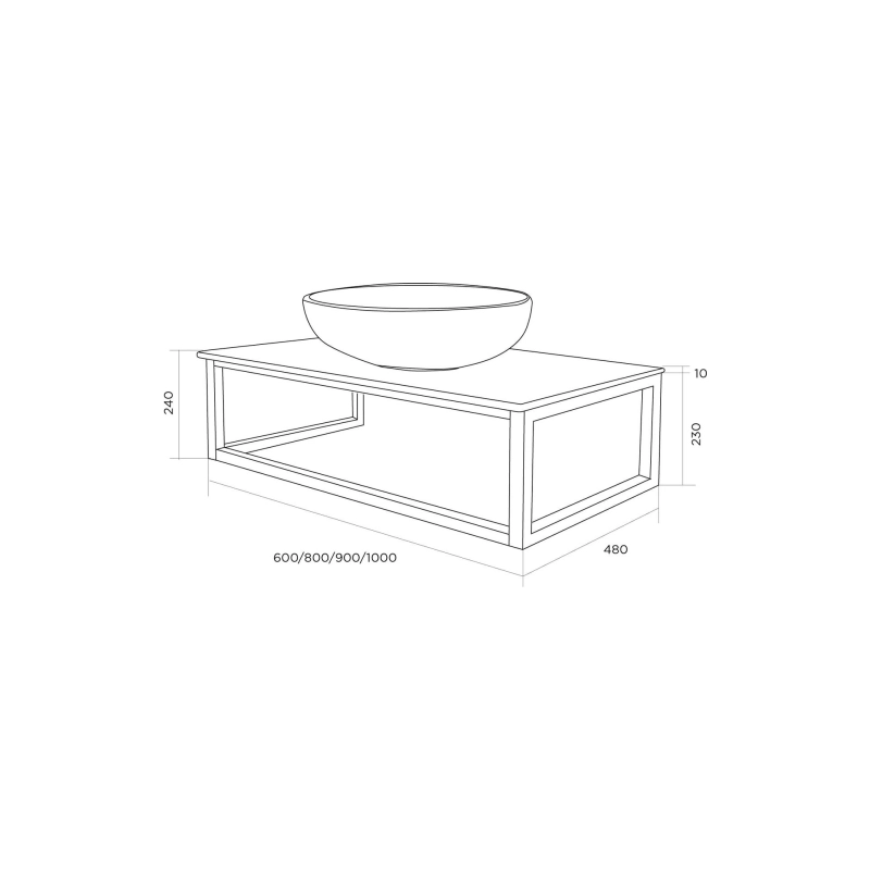 Столешница из керамогранита LOFT 80 80х48х24 см, светло-серый МА01 Nat, Ц0000008735