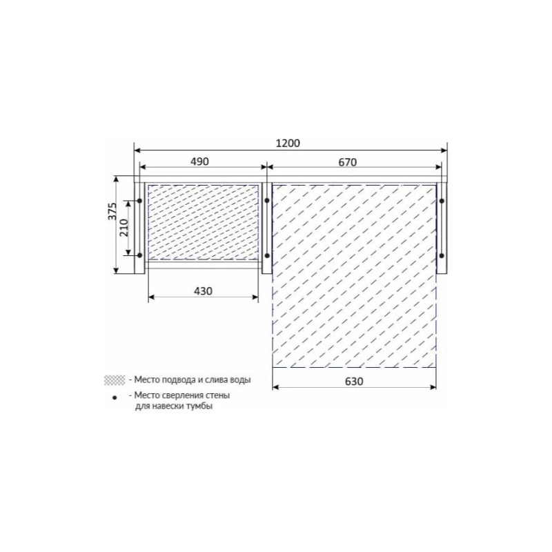Столешница под стир.машину Grunge Loft 120 120х60х37,5 см, дуб вотан, Ц0000004100