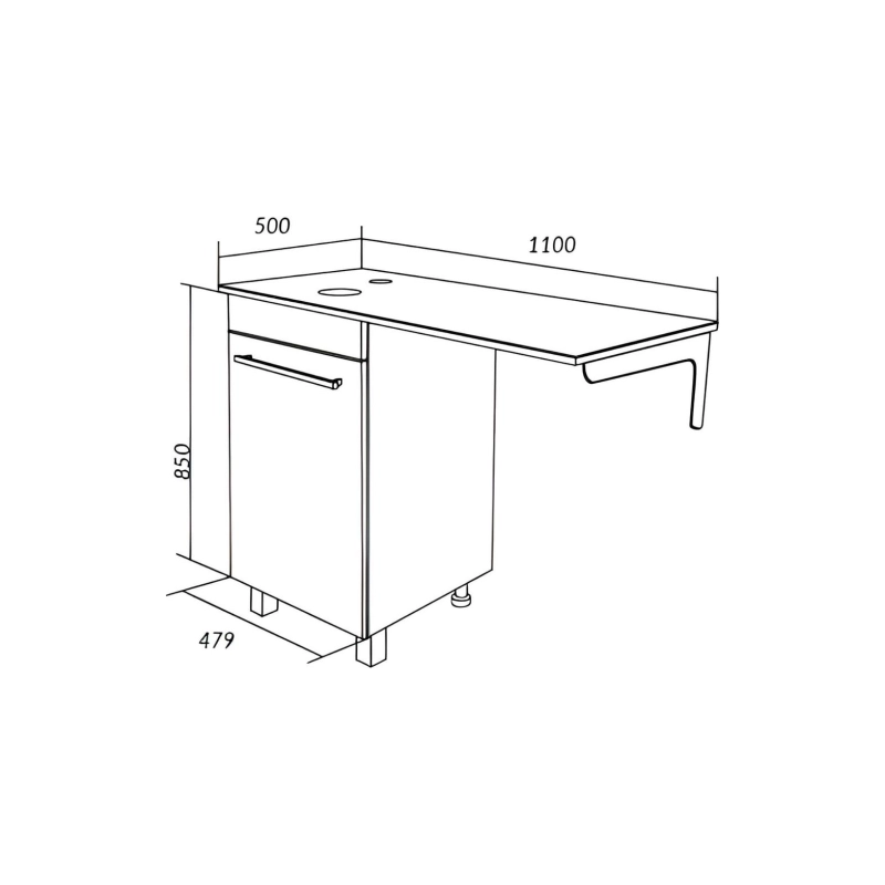 Столешница под стир.машину Wash 110 L 110х50х85 см, левый, белый глянец, Ц0000004097