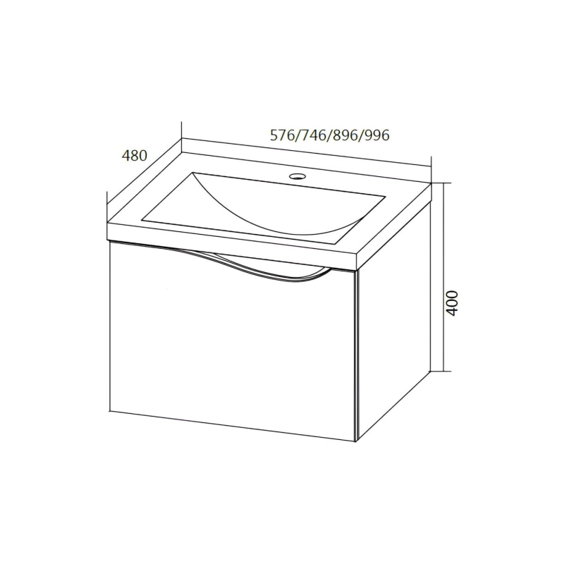 Тумба Этюд 75 75х48х40 см, подвесная, под умывальник Анита 75, белый глянец, У57583