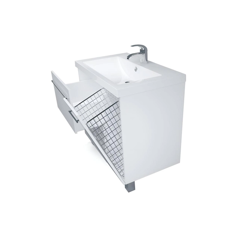 Тумба Соната 90Н 90х48х81 см, напольная, под умывальник Анита 90, 1д.2в.я.б/к, белый глянец, У51042