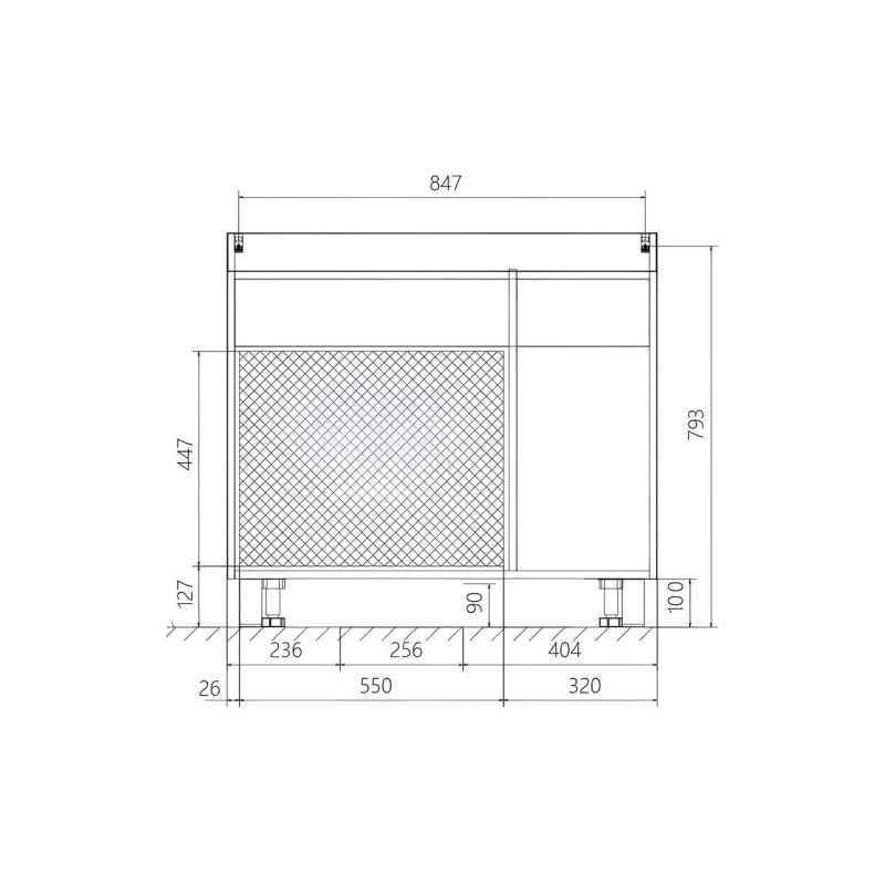 Тумба Соната 90Н 90х48х81 см, напольная, под умывальник Анита 90, 1д.2в.я.б/к, белый глянец, У51042