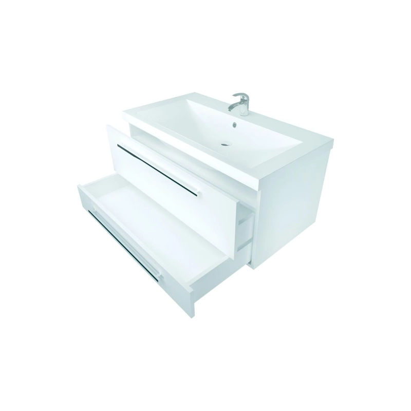 Тумба Соната 90П 90х48х81 см, подвесная, под умывальник Анита 90, 2в.я., белый глянец, У51044