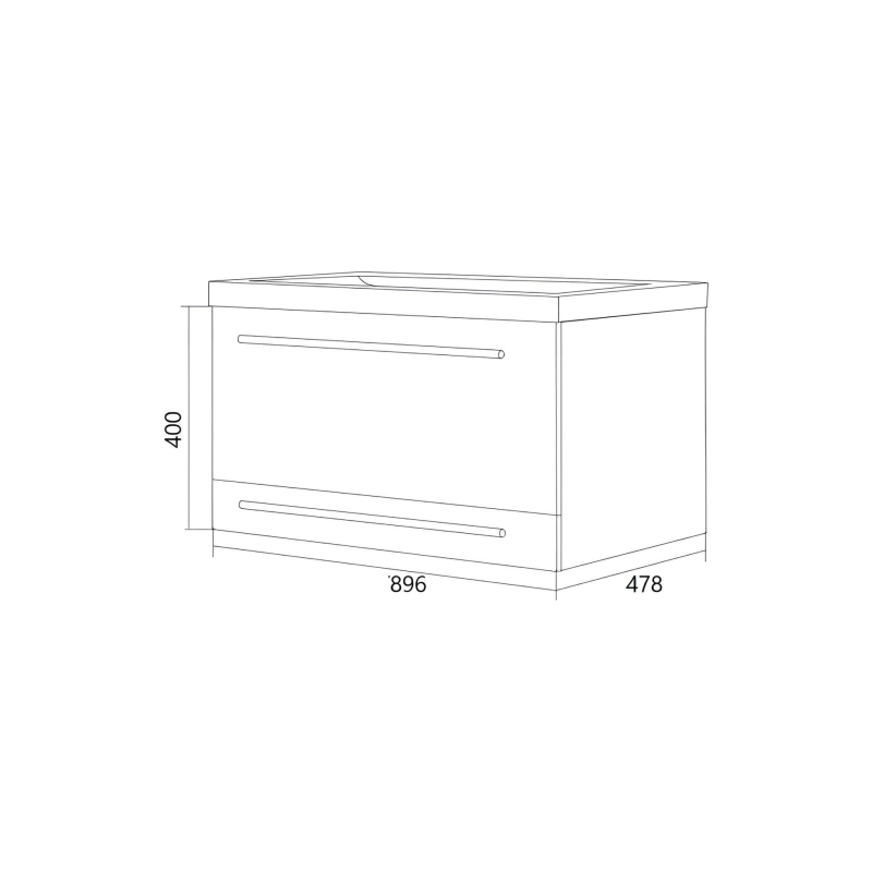 Тумба Соната 90П 90х48х81 см, подвесная, под умывальник Анита 90, 2в.я., белый глянец, У51044