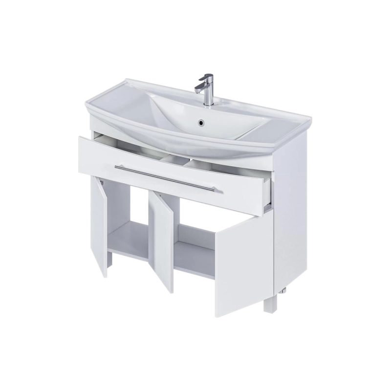 Тумба Lina New 105Н 105х34,5х85см, напольная, под раковину Стиль 105 Кировит, белый глянец, У94492