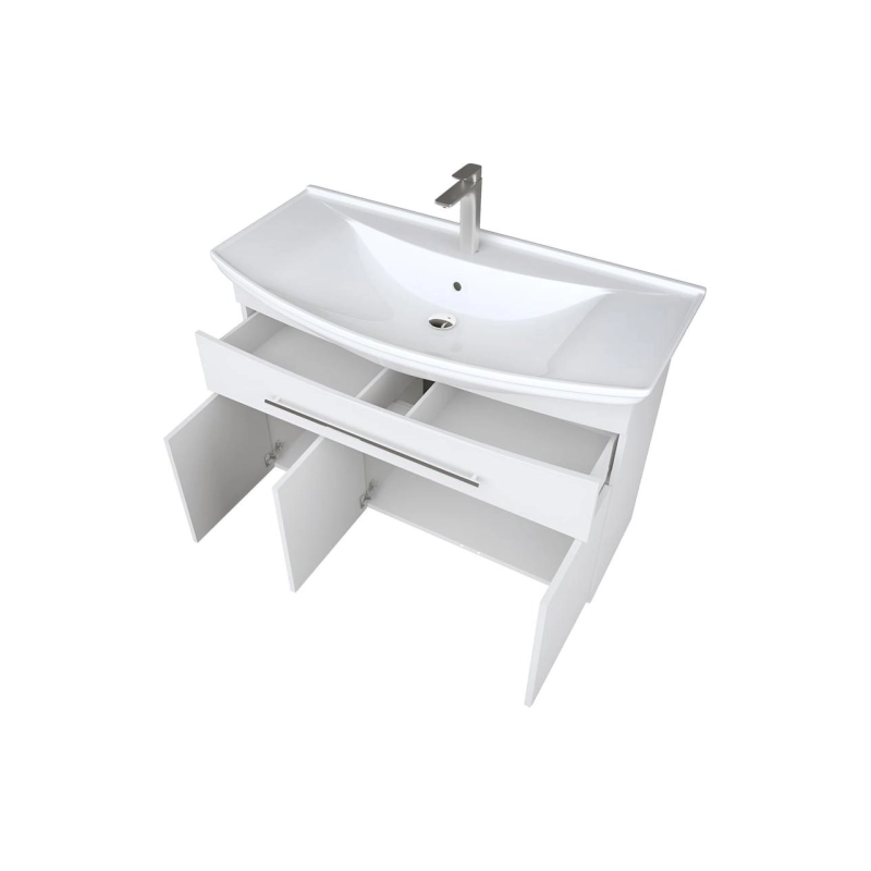 Тумба Lina С New 105Н 105х34,5х85см, напольная, под раковину Стиль 105 Кировит, белый глянец У94491