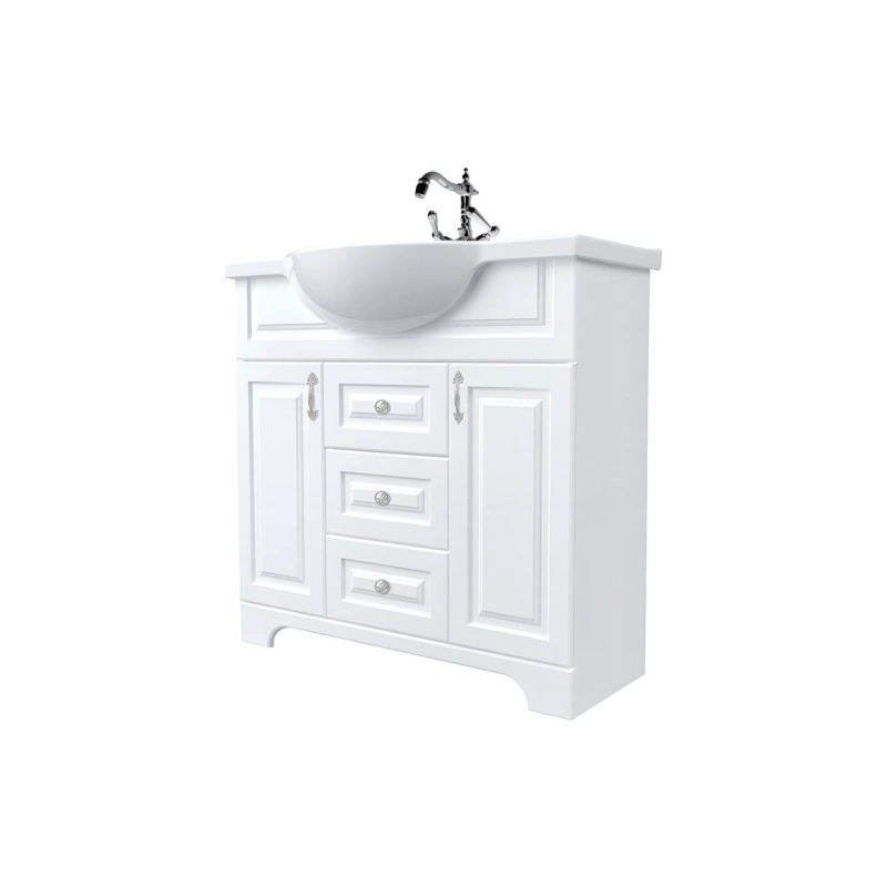 Тумба Прованс New 105Н 106х48х85см, напольная, под раковину Классик 105 Кировит, белый глянец У94489