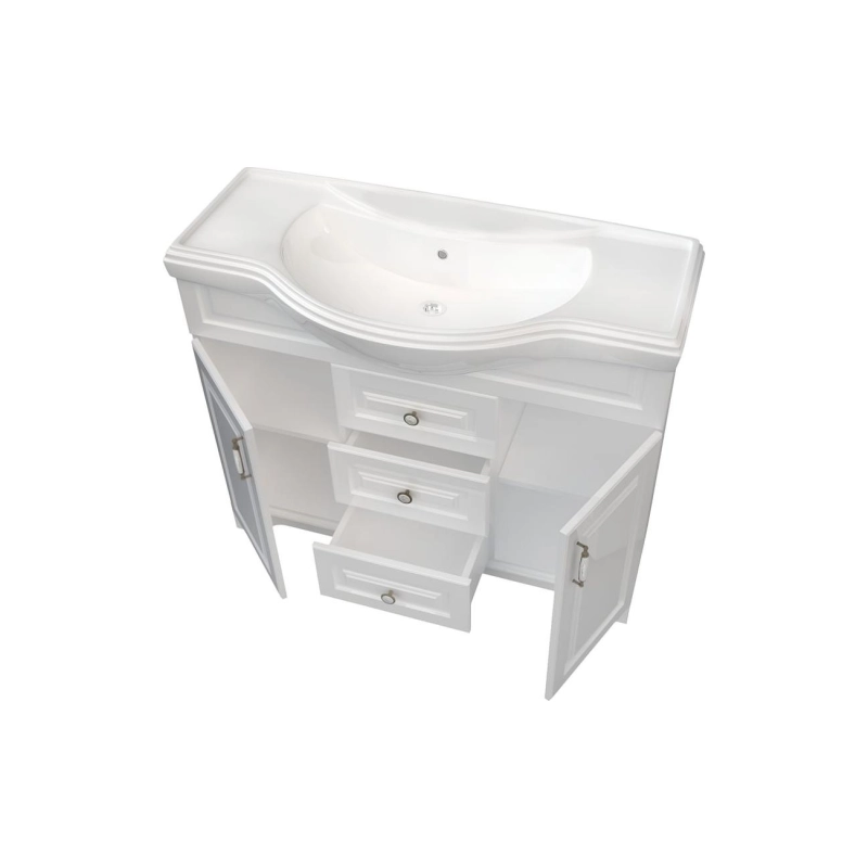 Тумба Прованс New 105Н 106х48х85см, напольная, под раковину Классик 105 Кировит, белый глянец У94489