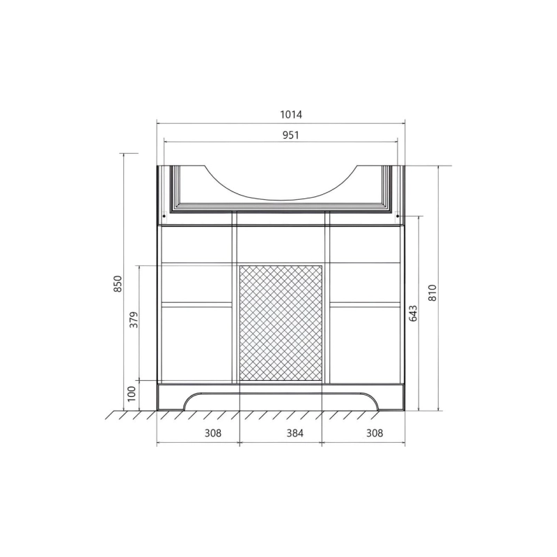 Тумба Прованс New 105Н 106х48х85см, напольная, под раковину Классик 105 Кировит, белый глянец У94489