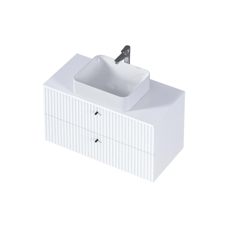 Тумба Desire 90х49х50 см, подвесная, 2в.я., монолит айсберг/эмаль белая, Ц0000026595