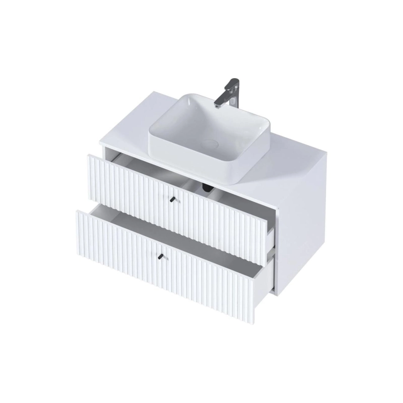 Тумба Desire 90х49х50 см, подвесная, 2в.я., монолит айсберг/эмаль белая, Ц0000026595