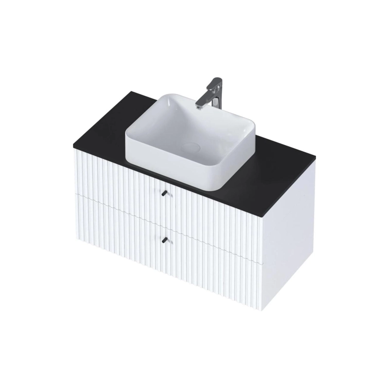 Тумба Desire 90х49х50 см, подвесная, 2в.я., монолит найт/эмаль белая, Ц0000026591