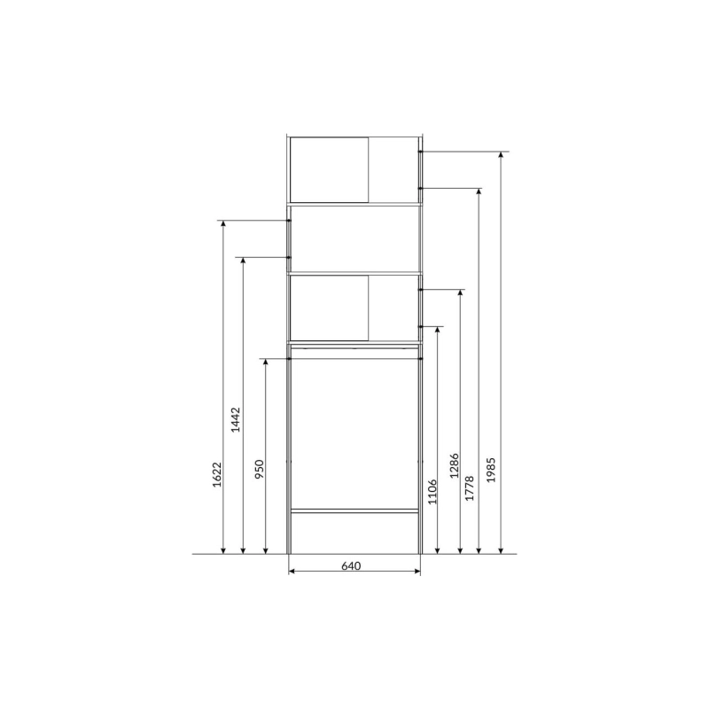 Шкаф напольный Grunge Loft 62х205х25 см, над стир. машиной, дуб вотан, Ц0000005249