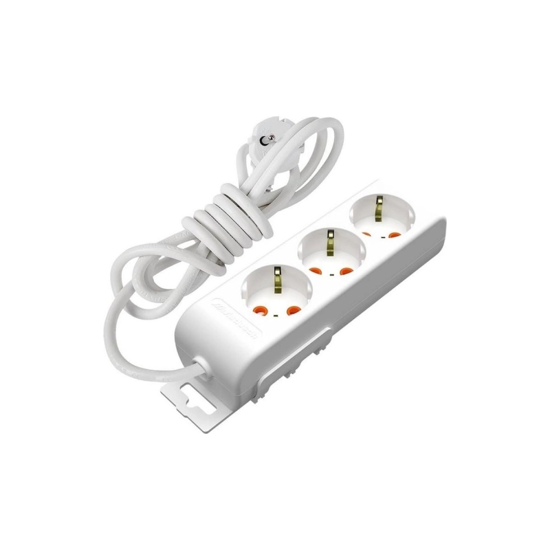 Удлинитель 3 гн. с/з 16А 2м с шторками 250В, RI-TECH