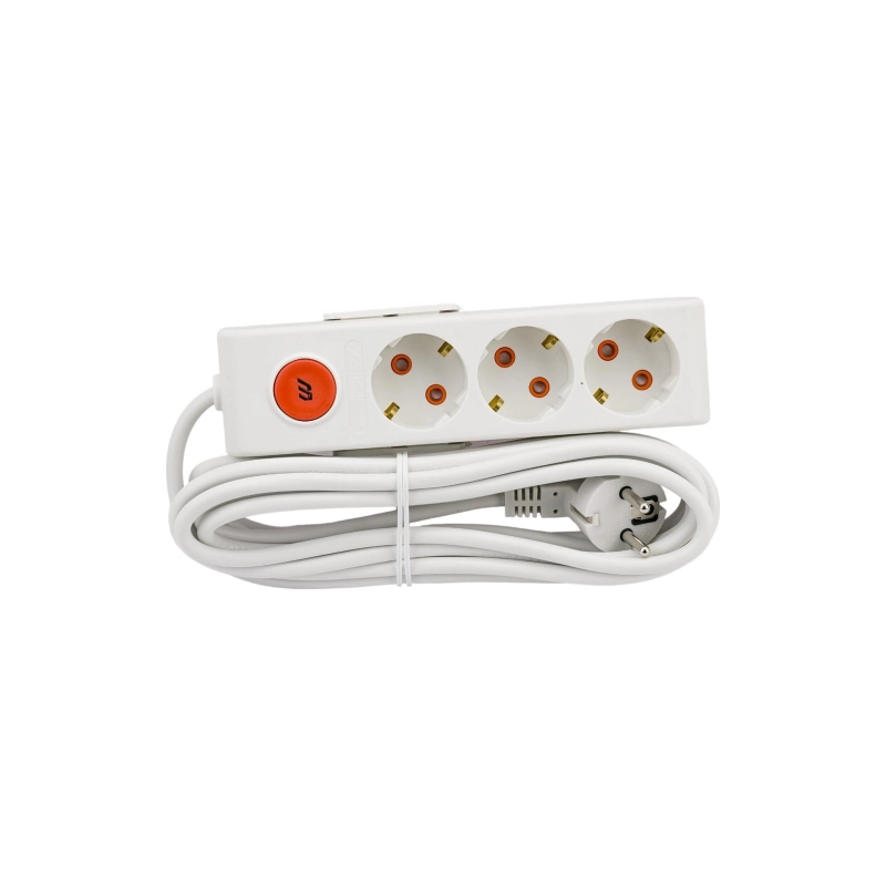 Удлинитель 3 гн. с/з 16А 5м с шторками 250В, RI-TECH