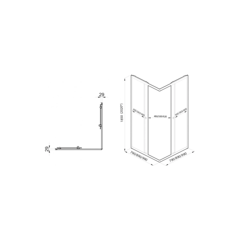 Душевая ширма Вента 100х100 см, квадратная, б/поддона, хром, Щ0000052961