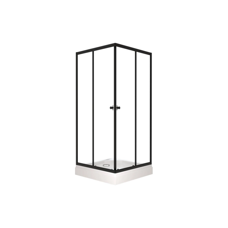 Душевое ограждение Вента 80x80 см, квадратная, поддон, каркас, сифон, черный, Щ0000057853