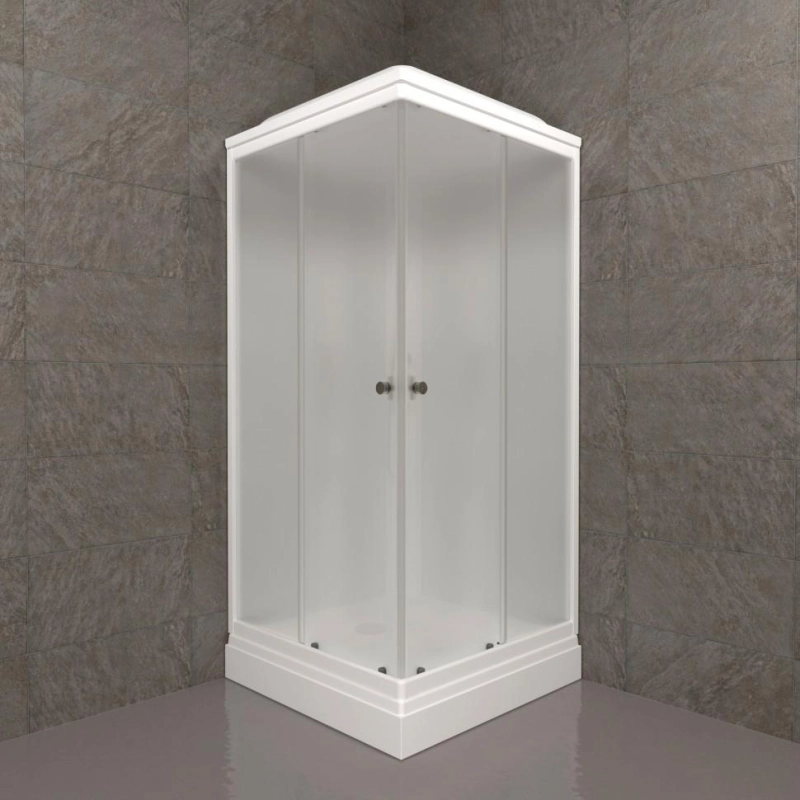 Душевая кабина Вельвет 90х90х217 см, квадрат, поддон 17 см, стекло-матовое, белый, Щ0000061852