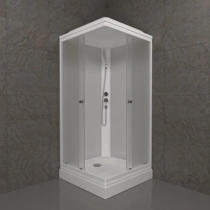 Душевая кабина Вельвет 90х90х217 см, квадрат, поддон 17 см, стекло-матовое, белый, Щ0000061852