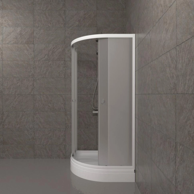 Душевое ограждение Вельвет 80x80 см, 1/4 круга, поддон 17 см, каркас, сифон, белый, Щ0000064624