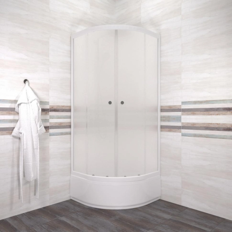 Душевое ограждение Вельвет 80x80 см, 1/4 круга, поддон 31 см, каркас, сифон, белый, Щ0000064625