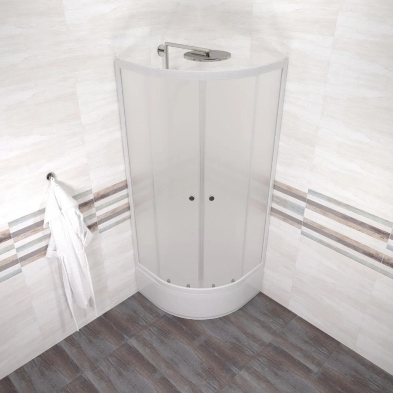 Душевое ограждение Вельвет 80x80 см, 1/4 круга, поддон 31 см, каркас, сифон, белый, Щ0000064625