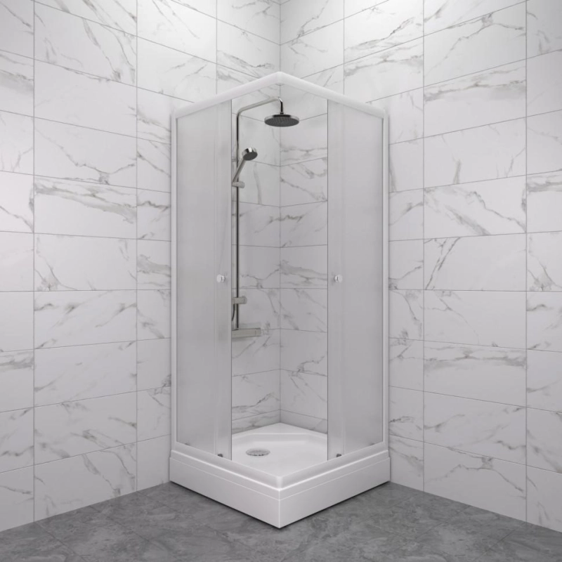 Душевое ограждение Вельвет 80x80 см, квадратная, поддон 17 см, каркас, сифон, белый, Щ0000071051