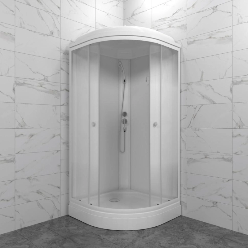 Душевая кабина Лайт 100х100х231 см, 1/4 круга, поддон 17 см, экран, белый, Щ0000061831