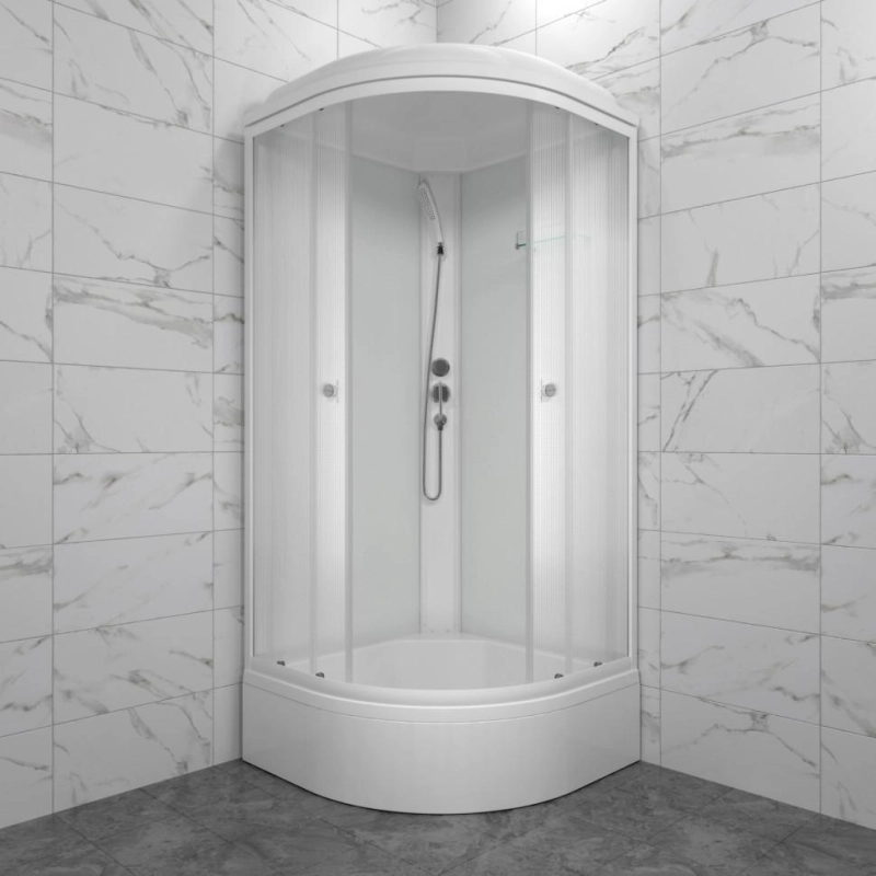 Душевая кабина Лайт 100х100х232 см, 1/4 круга, поддон 31 см, экран, белый, Щ0000061826