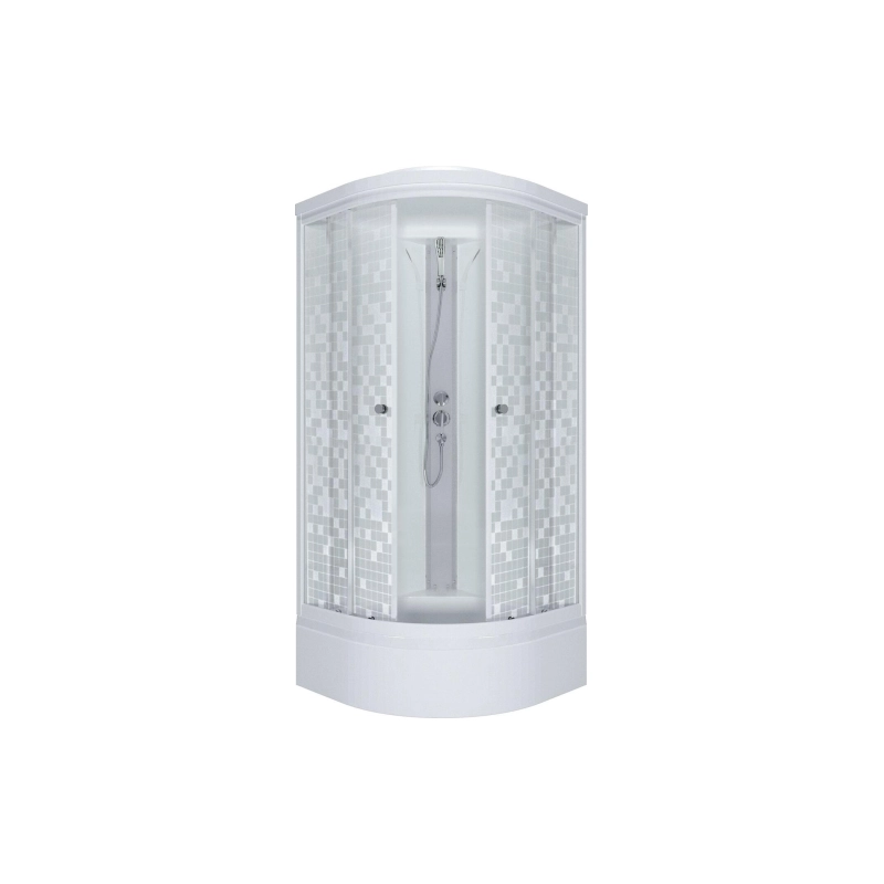 Душевая кабина Стандарт 100х100х232 см, 1/4 круга, поддон 31 см, стекло-мозайка, белый, Щ0000061822