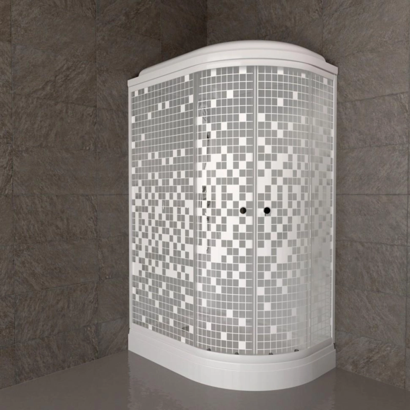 Душевая кабина Коралл 120х80х218, левая, поддон 17 см, стекло-мозайка, белый, Щ0000061817