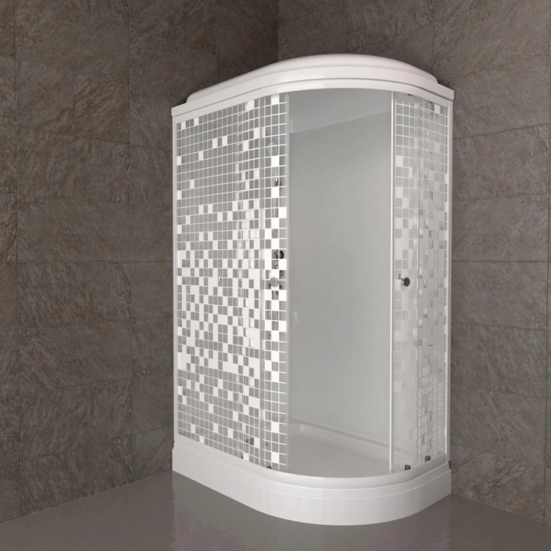 Душевая кабина Коралл 120х80х218, левая, поддон 17 см, стекло-мозайка, белый, Щ0000061817