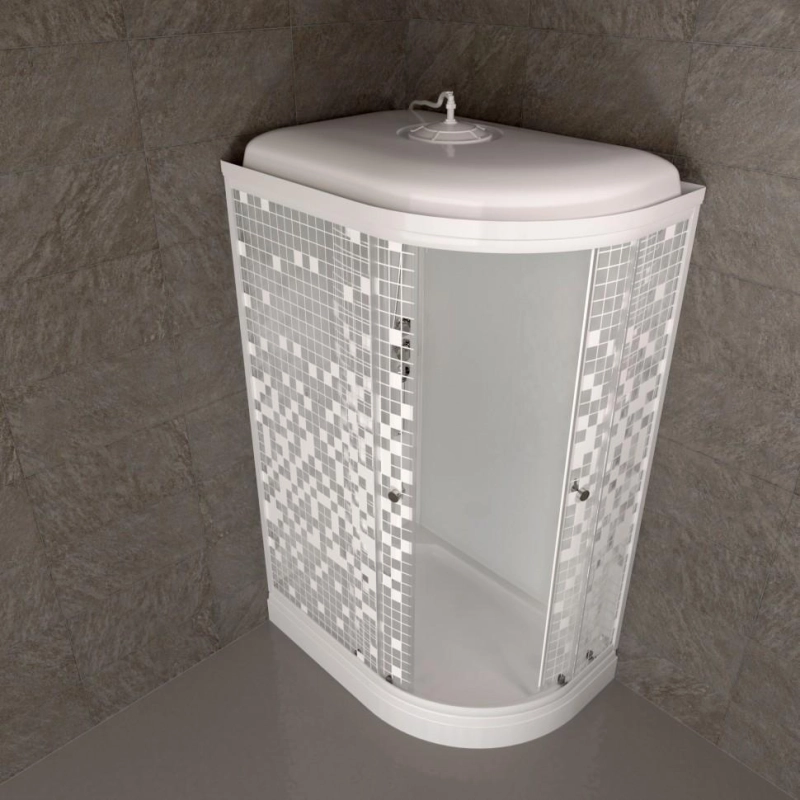 Душевая кабина Коралл 120х80х218, левая, поддон 17 см, стекло-мозайка, белый, Щ0000061817