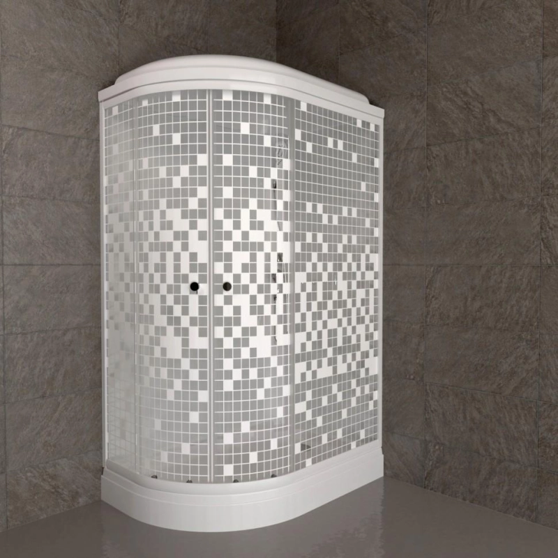Душевая кабина Коралл 120х80х218, правая, поддон 17 см, стекло-мозайка, белый, Щ0000061818