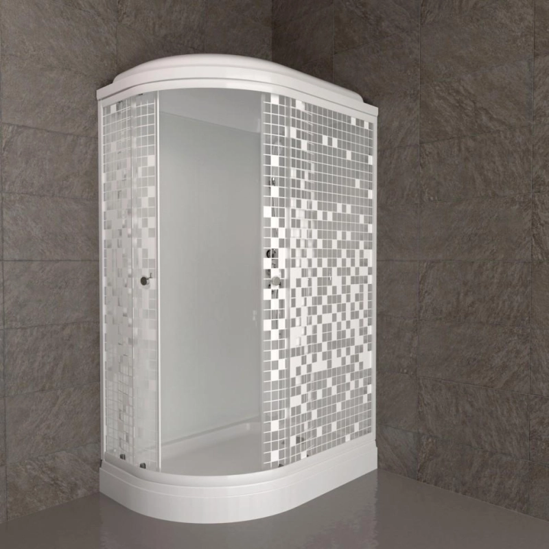 Душевая кабина Коралл 120х80х218, правая, поддон 17 см, стекло-мозайка, белый, Щ0000061818