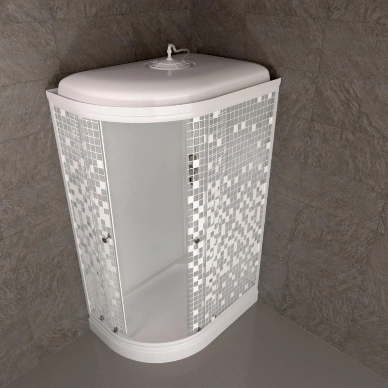 Душевая кабина Коралл 120х80х218, правая, поддон 17 см, стекло-мозайка, белый, Щ0000061818