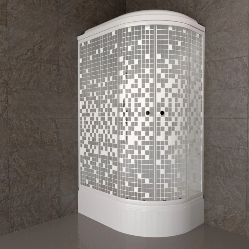 Душевая кабина Коралл 120х80х232, левая, поддон 31 см, стекло-мозайка, белый, Щ0000061819