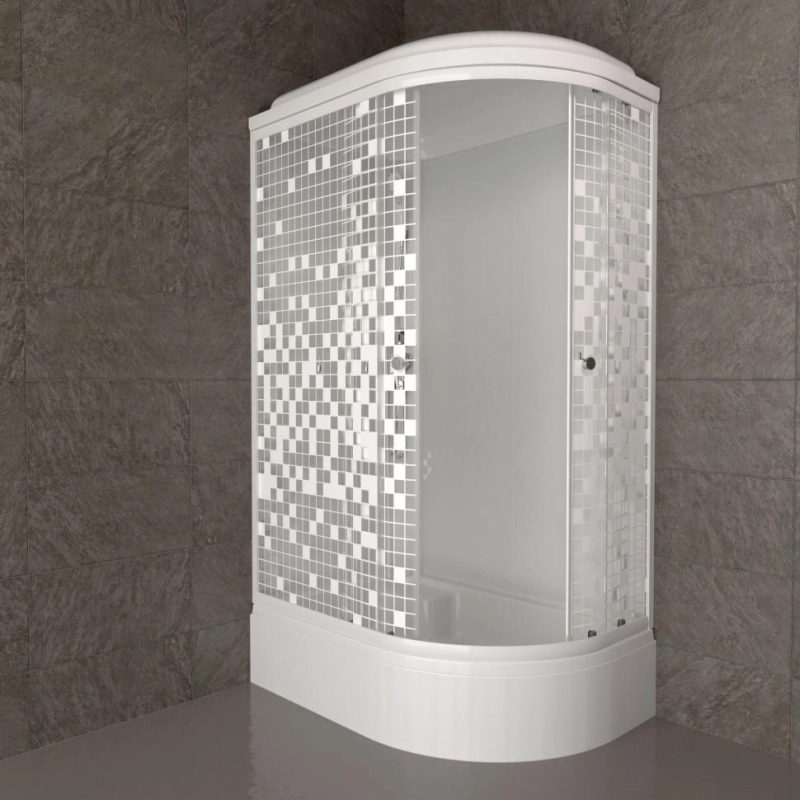 Душевая кабина Коралл 120х80х232, левая, поддон 31 см, стекло-мозайка, белый, Щ0000061819