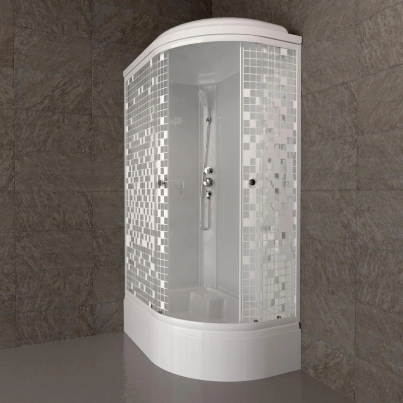 Душевая кабина Коралл 120х80х232, левая, поддон 31 см, стекло-мозайка, белый, Щ0000061819