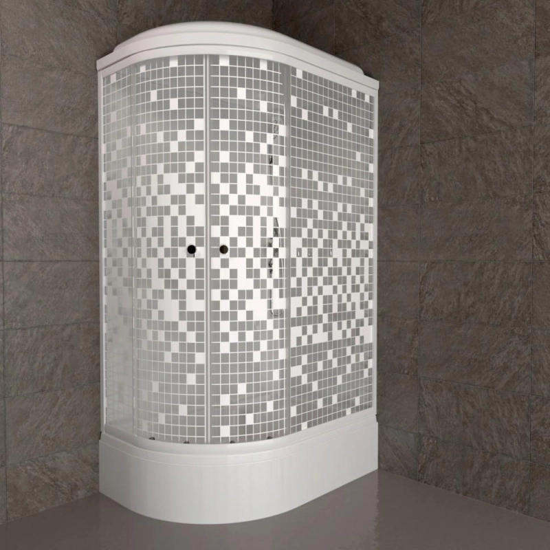 Душевая кабина Коралл 120х80х232, правая, поддон 31 см, стекло-мозайка, белый, Щ0000061820