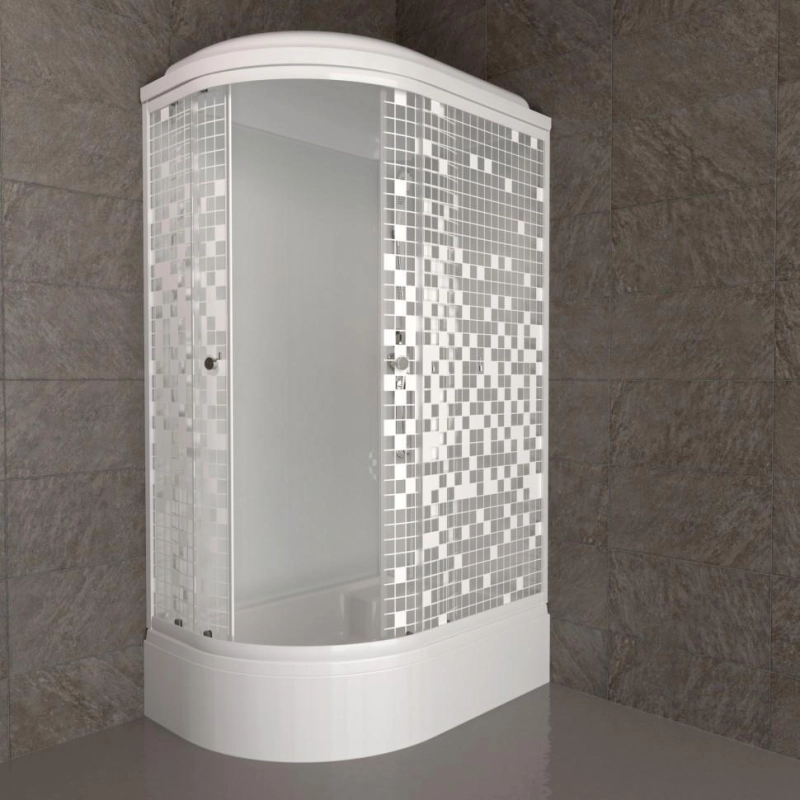 Душевая кабина Коралл 120х80х232, правая, поддон 31 см, стекло-мозайка, белый, Щ0000061820