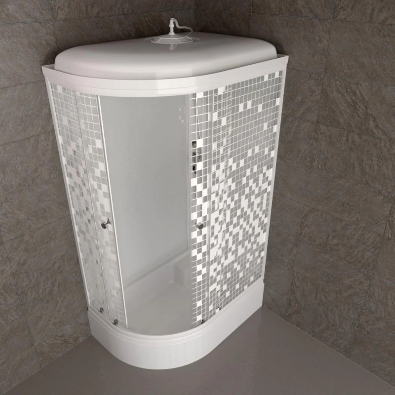 Душевая кабина Коралл 120х80х232, правая, поддон 31 см, стекло-мозайка, белый, Щ0000061820