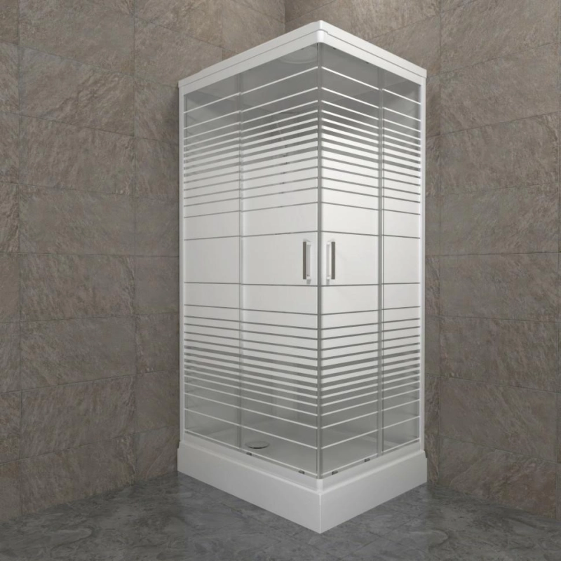 Душевая кабина Квадро 120х80х228 см, прямоуг., поддон 17 см, стекло-полосы, белый, Щ0000064616