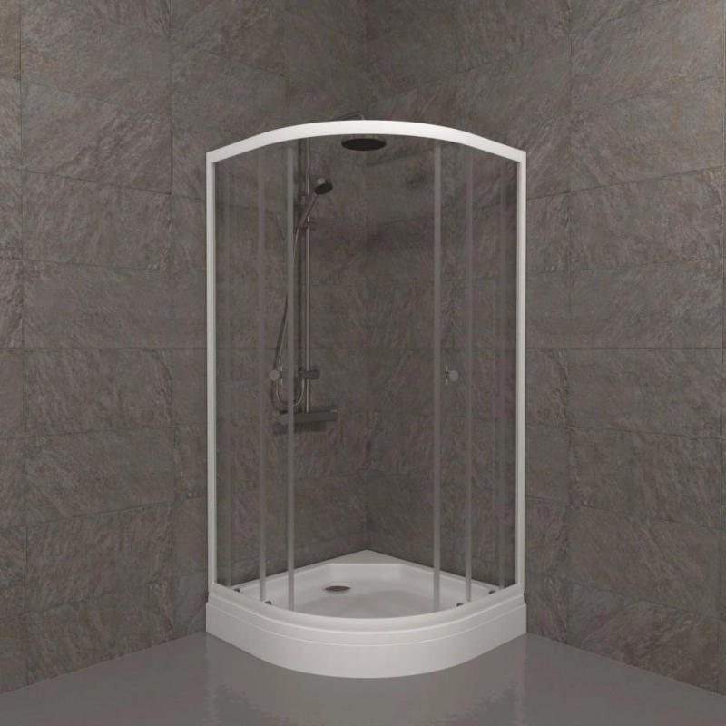 Душевое ограждение Ультра 80x80х192 см, 1/4 круга, поддон 17 см, каркас, сифон, белый, Щ0000061784