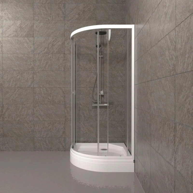 Душевое ограждение Ультра 80x80х192 см, 1/4 круга, поддон 17 см, каркас, сифон, белый, Щ0000061784