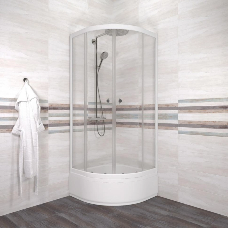 Душевое ограждение Ультра 80x80х206 см, 1/4 круга, поддон 31 см, каркас, сифон, белый, Щ0000072616