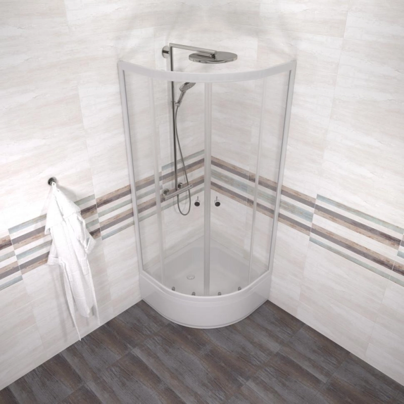 Душевое ограждение Ультра 80x80х206 см, 1/4 круга, поддон 31 см, каркас, сифон, белый, Щ0000072616