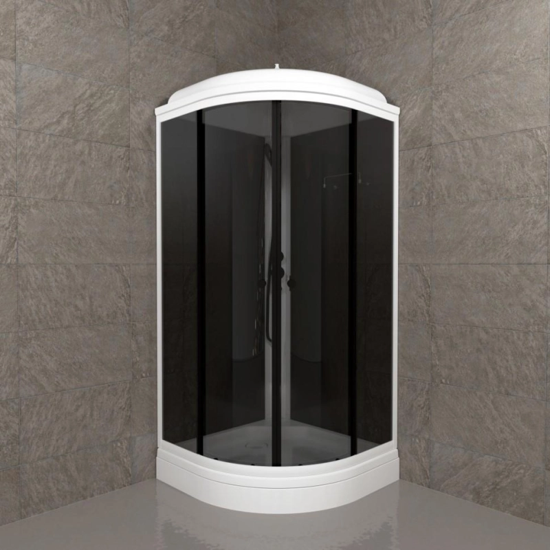Душевая кабина Грэй 90х90х218 см, 1/4 круга, поддон 17 см, экран, черный, Щ0000067302