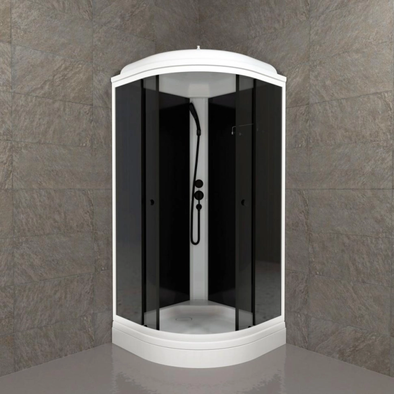 Душевая кабина Грэй 90х90х218 см, 1/4 круга, поддон 17 см, экран, черный, Щ0000067302